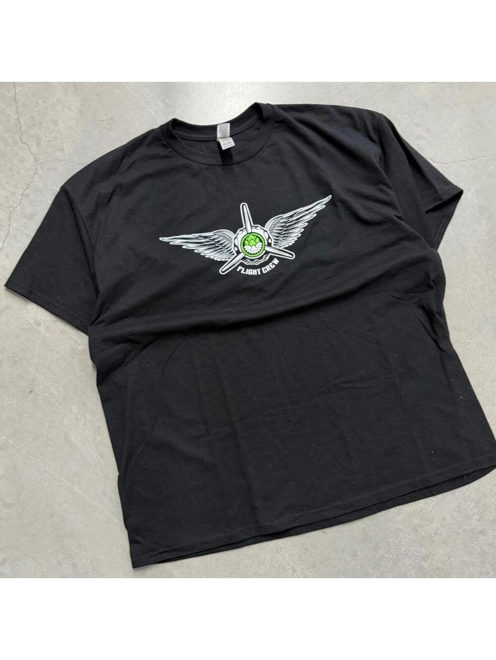 Y2K Flight Crew Black Graphic Tee Men's Extra Large